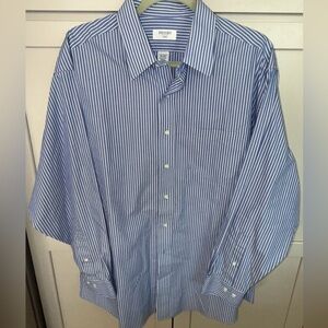 Brooks Brothers 346 Blue Stripe Dress Shirt Cotton Classic Preppy Staple